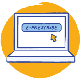 Image of computer screen with text "e-prescribe"