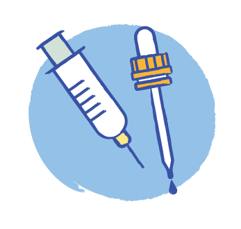 drawing of sterile needle and dropper