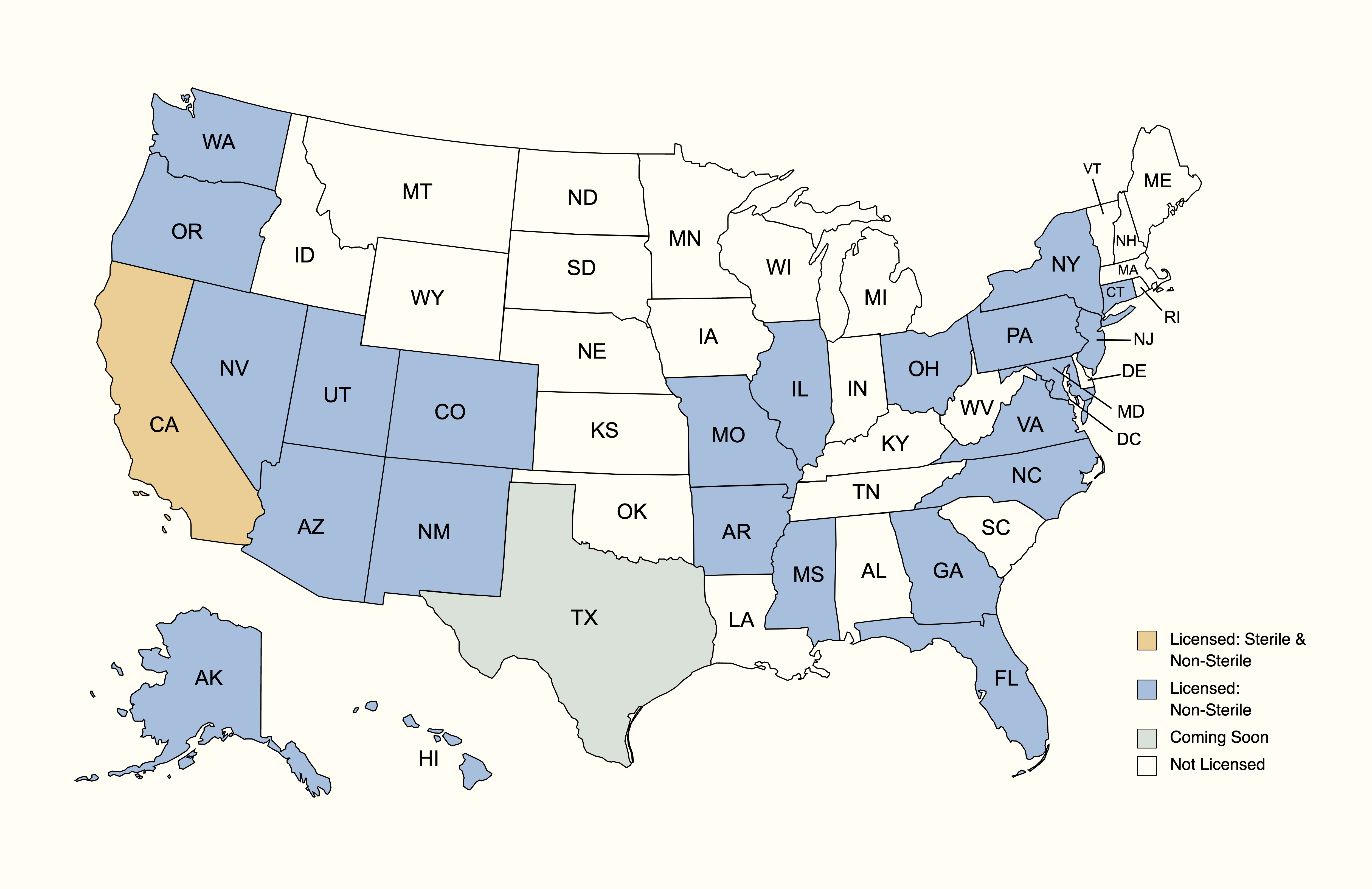 states we are licensed in