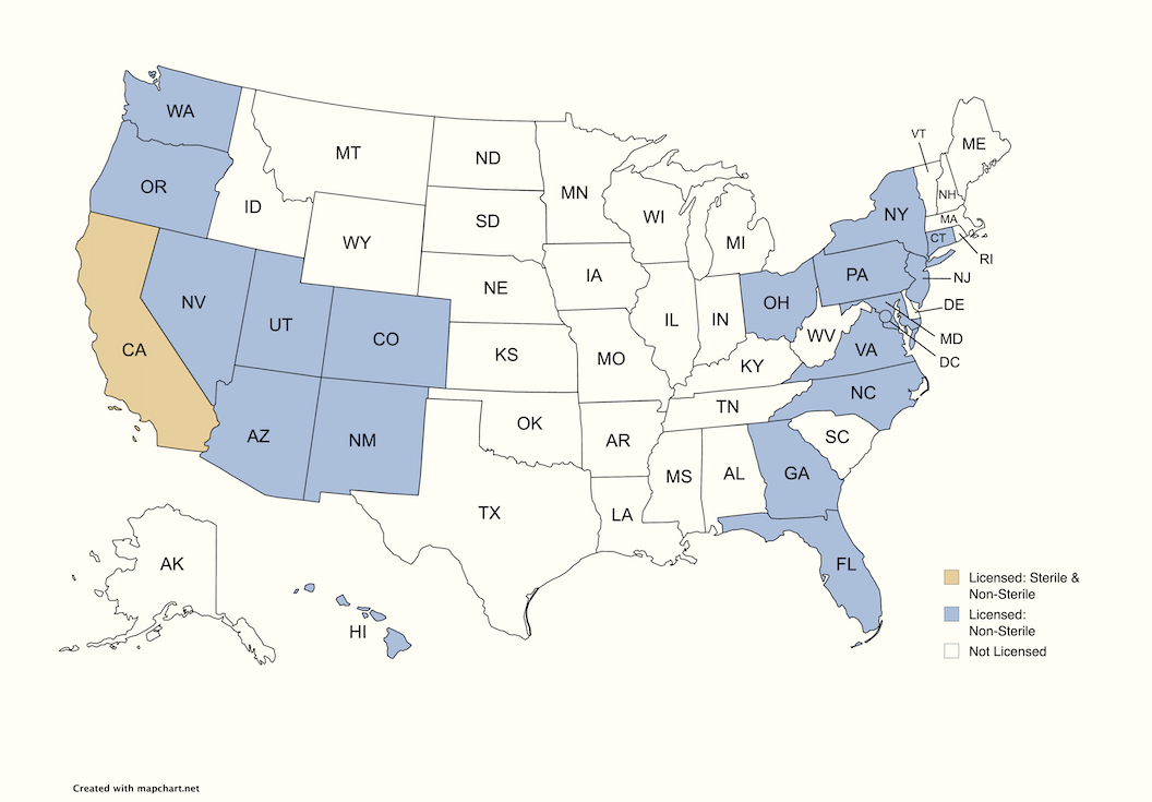 The most recent map of the states we serve in the USA.  Updated 05-15-2024.