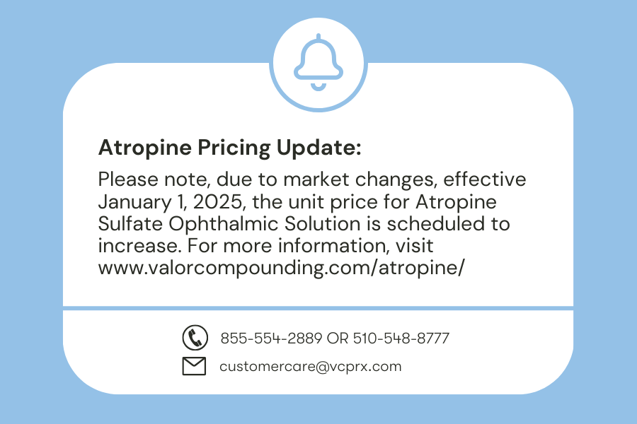 Notice of price change 1/1/2025 for atropine